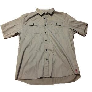 Wrangler Men’s Gray Short Sleeve Button Up Shirt Utility Pocket Casual  Size L
